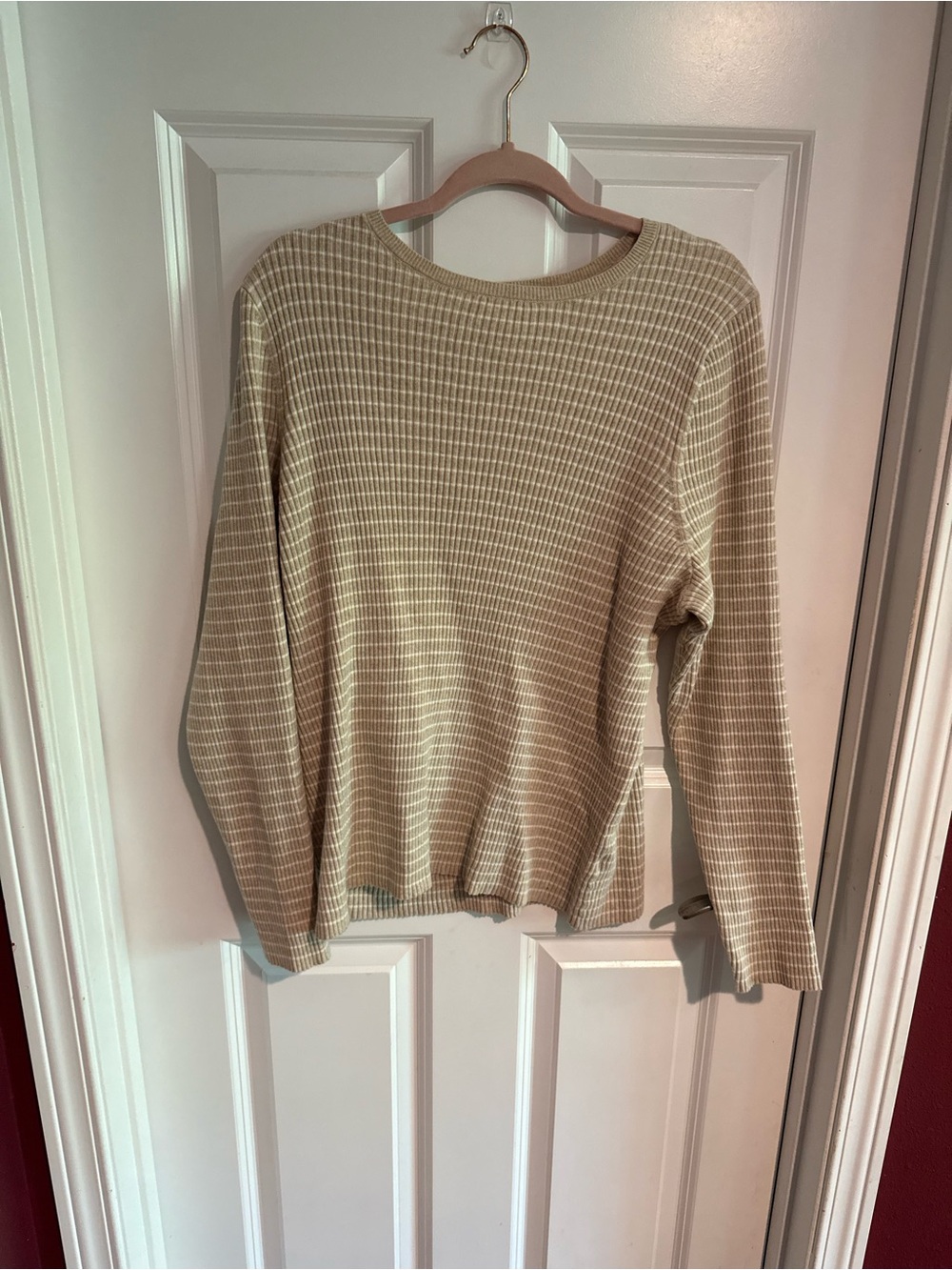 Old Navy Beige Ribbed Crew Neck Sweater